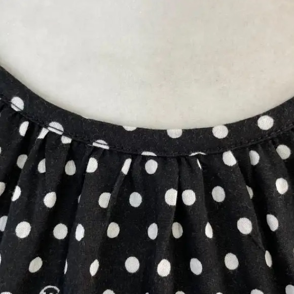 NWT MICHAEL Michael Kors, Polka Dot Print Flare Sleeve Top, Black/White, M - Picture 5 of 6